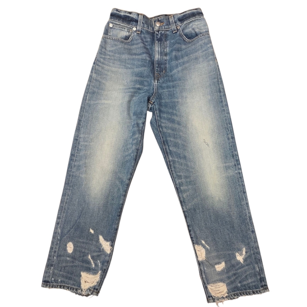 Madewell Rivet & Thread High-Waist Distressed Stovepipe Boyfriend Jeans Size 27